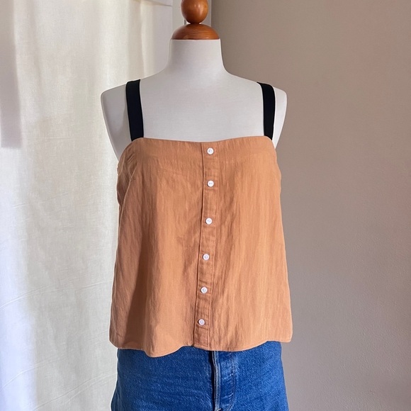 Lumiere Ochre Black Strap Button Front Top - Picture 3 of 3